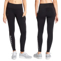 Pantalones de yoga de fitness sexy para niñas con malla negra y rayas reflectantes